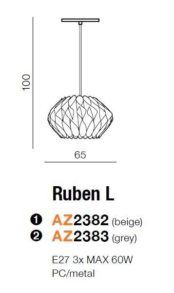 Azzardo pakabinamas šviestuvas Ruben L AZ2382 kaina ir informacija | Pakabinami šviestuvai | pigu.lt