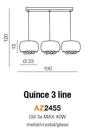 Azzardo pakabinamas šviestuvas Quince 3 AZ2455  цена и информация | Pakabinami šviestuvai | pigu.lt