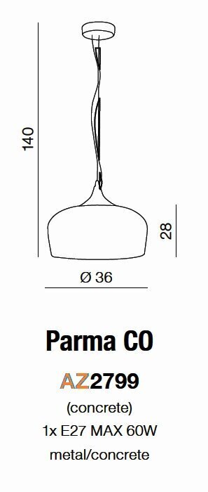 Azzardo pakabinamas šviestuvas Parma Grey цена и информация | Pakabinami šviestuvai | pigu.lt