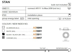 Azzardo встраиваемый светильник Stan Black цена и информация | Монтируемые светильники, светодиодные панели | pigu.lt