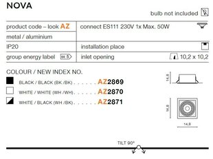 Azzardo įmontuojamas šviestuvas Nova Black kaina ir informacija | Įmontuojami šviestuvai, LED panelės | pigu.lt