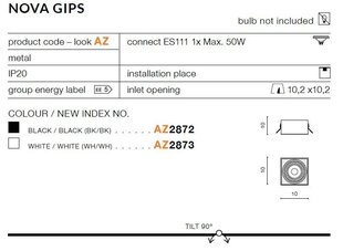 Azzardo встраиваемый светильник Nova Gips White цена и информация | Монтируемые светильники, светодиодные панели | pigu.lt