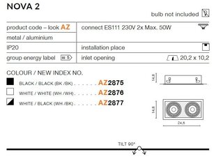 Azzardo встраиваемый светильник Nova 2 White цена и информация | Монтируемые светильники, светодиодные панели | pigu.lt