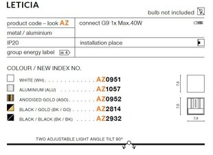 Azzardo sieninis šviestuvas Leticia Black kaina ir informacija | Sieniniai šviestuvai | pigu.lt