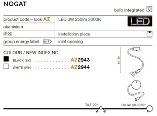 Azzardo sieninis šviestuvas Nogat White kaina ir informacija | Sieniniai šviestuvai | pigu.lt