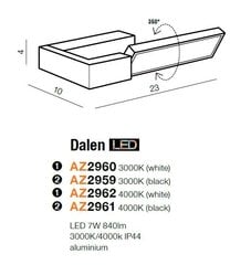 Azzardo sieninis šviestuvas Dalen Black kaina ir informacija | Sieniniai šviestuvai | pigu.lt
