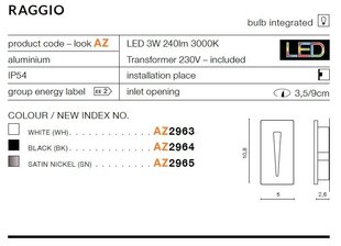 Azzardo įmontuojamas šviestuvas Raggio Satin Nickel kaina ir informacija | Įmontuojami šviestuvai, LED panelės | pigu.lt