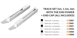 Комплект рельсов Azzardo 1 м с подключением и колпачком AZ2991, белый цена и информация | Трековые светильники и шинопроводы | pigu.lt