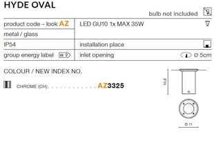 Azzardo Светильник для улицы Hyde Oval AZ3325 цена и информация | Уличные светильники | pigu.lt