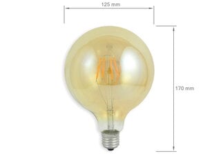 LED lemputė E27 4W G125 Filament Retro Amber - šiltai balta (2000K) kaina ir informacija | Elektros lemputės | pigu.lt
