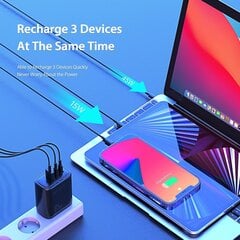 Сетевая зарядка Dux Ducis C110 2xPD + Quick Charge 3.0, чёрная цена и информация | Зарядные устройства для телефонов | pigu.lt