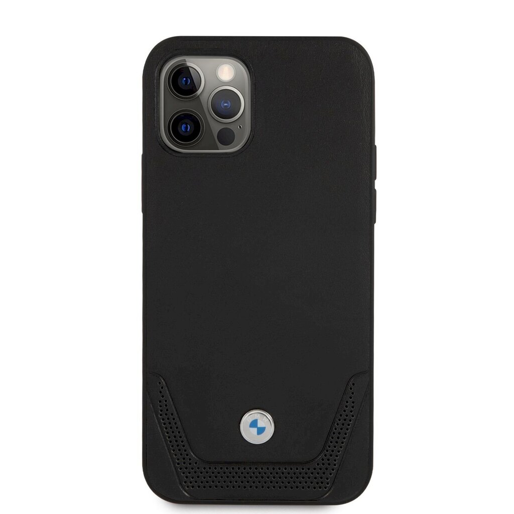 BMW BMHCP12LRSWPK Signature Leather Lower Stripe Case, skirtas iPhone 12 Pro Max 6.7, juodas kaina ir informacija | Telefono dėklai | pigu.lt
