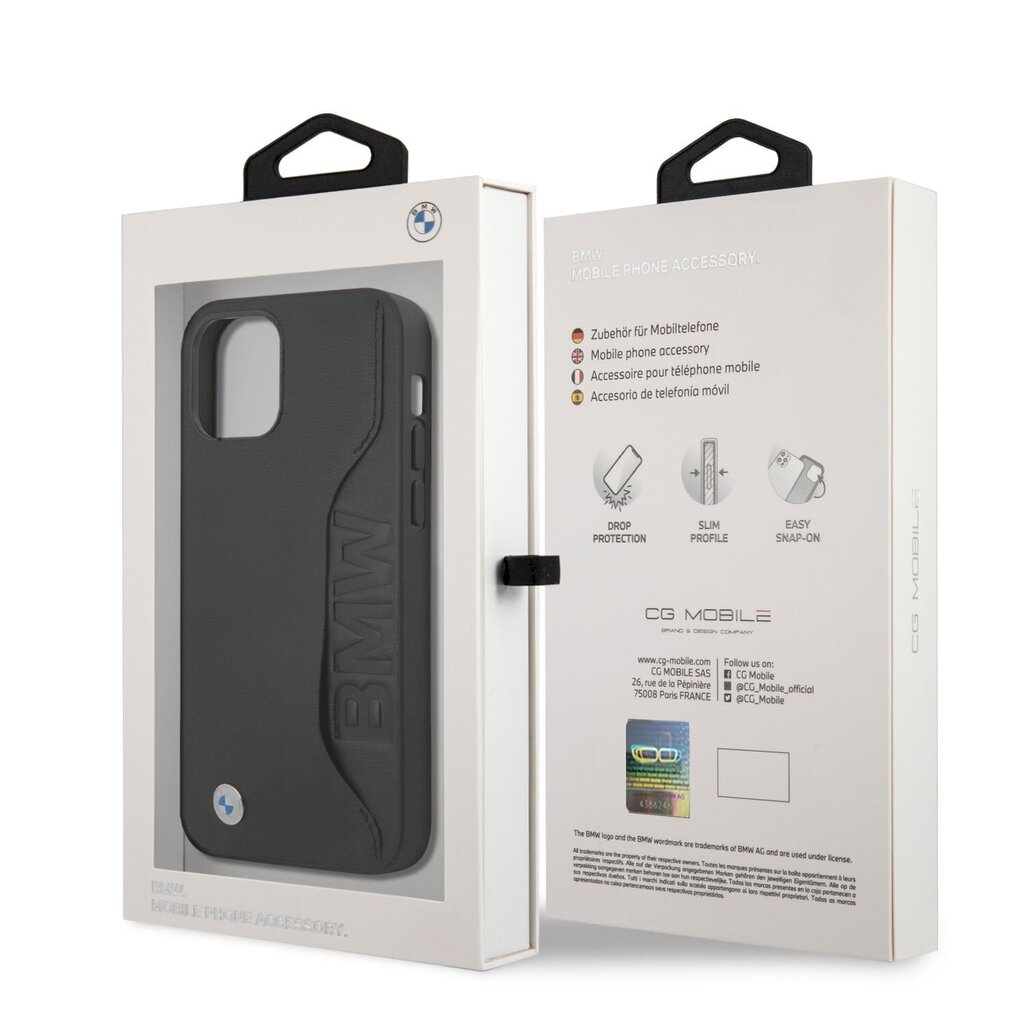 BMW BMHCP12LRCSWK Signature Leather Card Slot Hard Case, skirtas iPhone 12 Pro Max 6.7, juodas kaina ir informacija | Telefono dėklai | pigu.lt