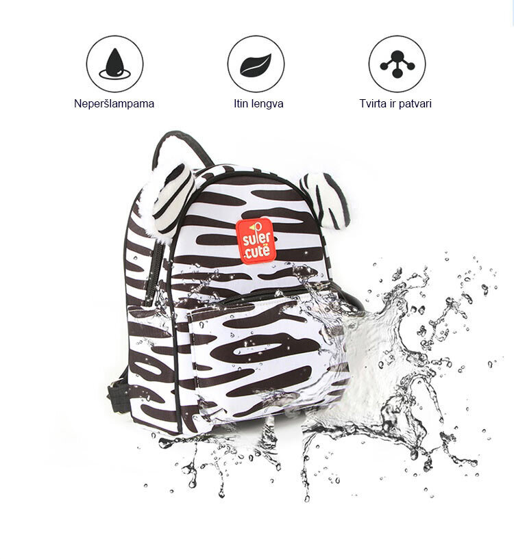 Vaikiška kuprinė Zebras kaina ir informacija | Kuprinės mokyklai, sportiniai maišeliai | pigu.lt