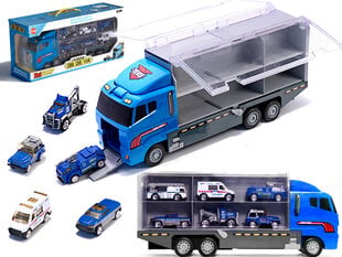 Sunkvežimis-tralas su 6 automobiliais kaina ir informacija | Žaislai berniukams | pigu.lt
