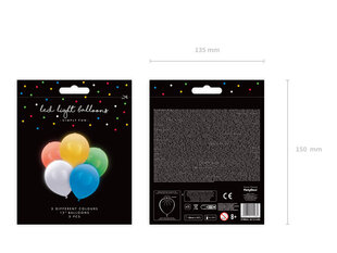 LED balionai, įvairių spalvų, 30 cm, 5 vnt. kaina ir informacija | Balionai | pigu.lt