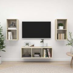 Televizoriaus spintelių komplektas, 3 dalių, kreminė kaina ir informacija | TV staliukai | pigu.lt