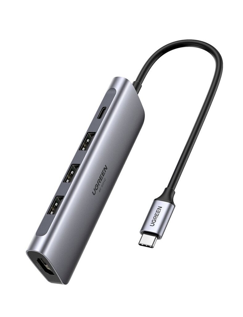 Adapteris Ugreen 5in1 Hub USB-C/3x USB 3.0/HDMI 4K/USB-C PD kaina ir informacija | Adapteriai, USB šakotuvai | pigu.lt