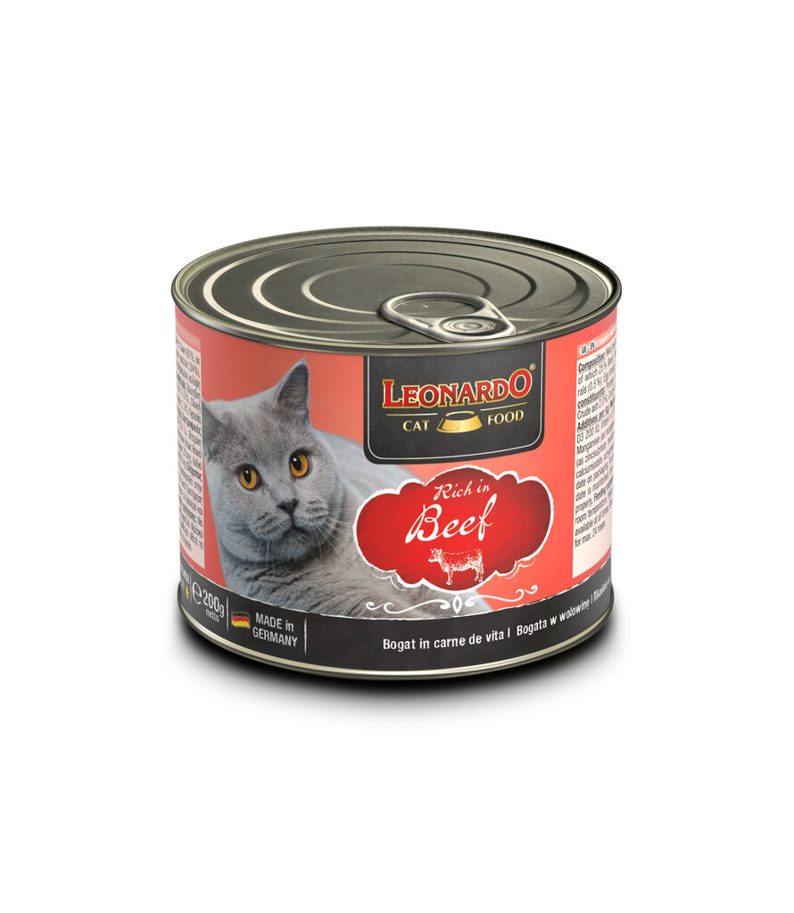 Leonardo Beef konservai katėms su jautiena 200 g × 6 vnt цена и информация | Konservai katėms | pigu.lt