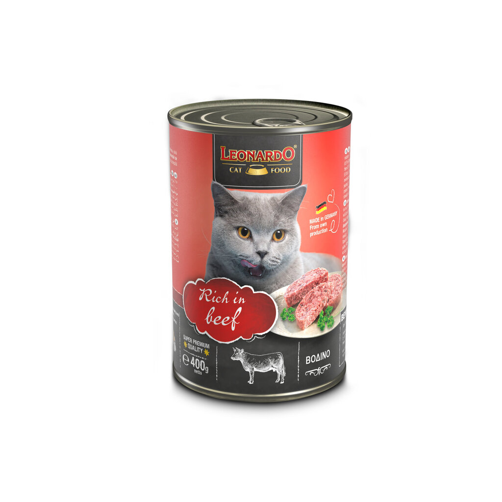 Leonardo Beef konservai katėms su jautiena 400 g × 6 vnt цена и информация | Konservai katėms | pigu.lt