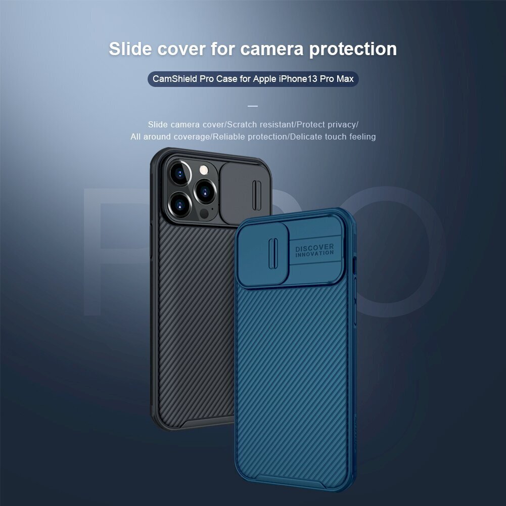 Dėklas telefonui Nillkin CamShield Pro skirtas iPhone 13 Pro Max, juodas цена и информация | Telefono dėklai | pigu.lt