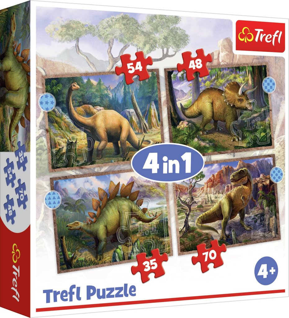 4 dėlionių rinkinys „Dinozaurai“ kaina ir informacija | Dėlionės (puzzle) | pigu.lt