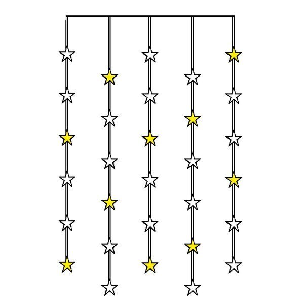 Šviesos užuolaida su 30 LED žvaigždžių, 90X120cm kaina ir informacija | Girliandos | pigu.lt