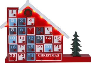 Namas su Advento kalendoriumi, 44x32cm kaina ir informacija | Kalėdinės dekoracijos | pigu.lt
