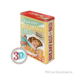 Металлическая банка/XL/3D If you want Breakfast in bed... цена и информация | Посуда для хранения еды | pigu.lt