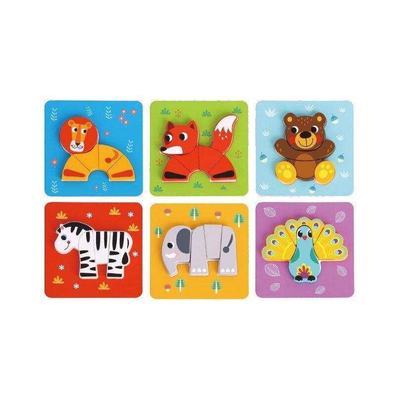 Lavinamoji medinė dėlionė Gyvūnai 34 elementai, Tooky toy цена и информация | Žaislai kūdikiams | pigu.lt