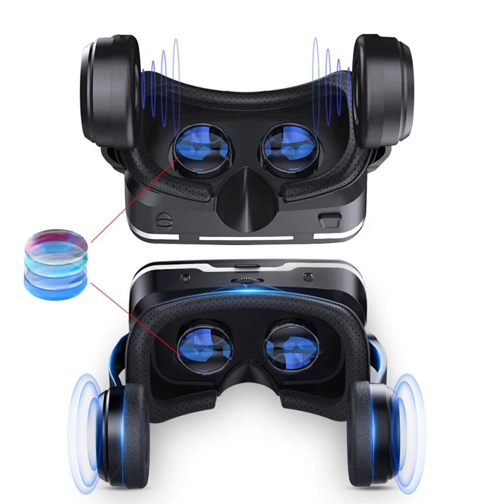 Virtualios realybės akiniai Shinecon VR 10 3D (BT) + ausinės + pultelis цена и информация | Virtualios realybės akiniai | pigu.lt