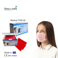 Одноразовые медицинские маски для лица TYPE IIR 3-х слойные детские синие (50 шт.) цена и информация | Первая помощь | pigu.lt