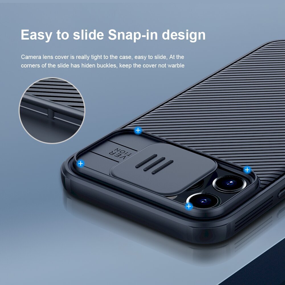 Nillkin CamShield Pro Magnetic Hard Case, skirtas iPhone 12/12 Pro 6.1, juodas kaina ir informacija | Telefono dėklai | pigu.lt