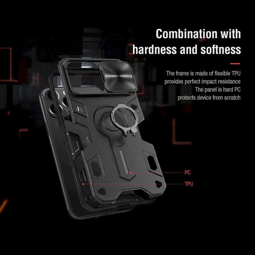 Nillkin CamShield Armor Hard dėklas, skirtas iPhone 13 Pro, juodas kaina ir informacija | Telefono dėklai | pigu.lt