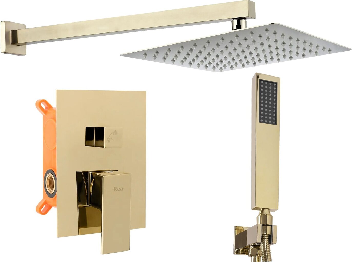 Potinkinis dušo komplektas REA Fenix, Light gold + box kaina ir informacija | Dušo komplektai ir panelės | pigu.lt