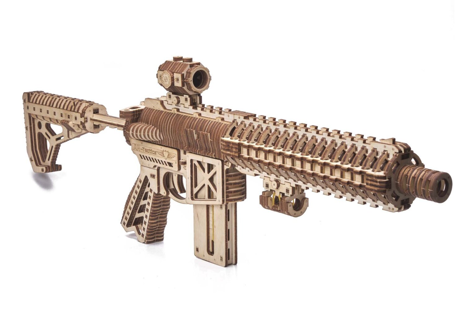 Medinis konstruktorius „Atakos šautuvas AR-T“ Wood Trick, 496 vnt. цена и информация | Konstruktoriai ir kaladėlės | pigu.lt