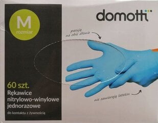 Одноразовые винилнитриловые перчатки Domotti, размер M, 60 шт. цена и информация | Инвентарь для уборки и принадлежности | pigu.lt