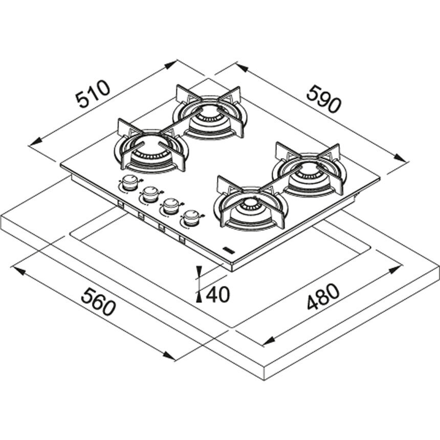 Franke FHCR 604 4G HE BK C цена и информация | Kaitlentės | pigu.lt