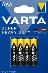 Батарейки Varta Superlife/Super Heavy Duty, AAA (LR03), 4 шт. цена и информация | Батарейки | pigu.lt