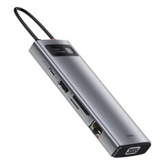 Hub 9in1 Baseus Metal Gleam Series, USB-C to 3x USB 3.0 + HDMI + USB-C PD + Ethernet RJ45 + microSD/SD + VGA цена и информация | Адаптеры, USB-разветвители | pigu.lt