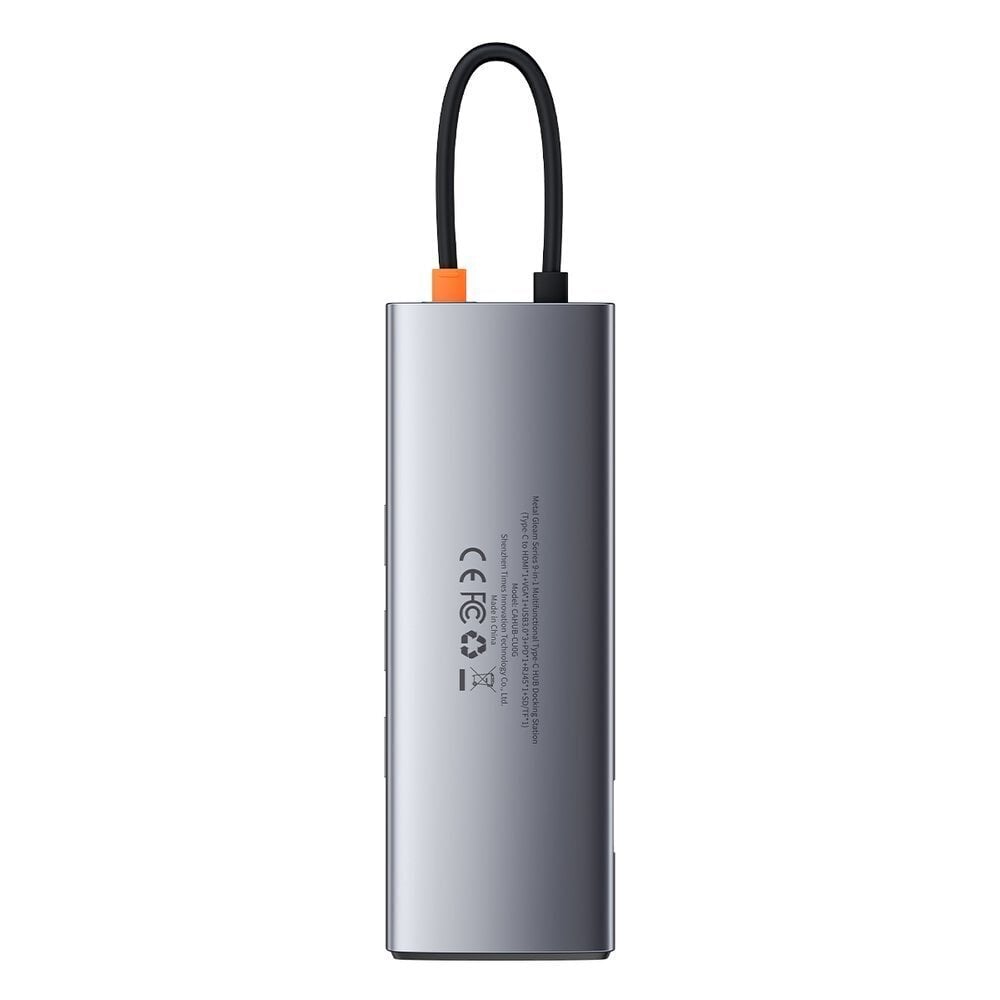 Adapteris Hub 9in1 Baseus Metal Gleam Series, USB-C to 3x USB 3.0 + HDMI + USB-C PD + Ethernet RJ45 + microSD/SD + VGA цена и информация | Adapteriai, USB šakotuvai | pigu.lt