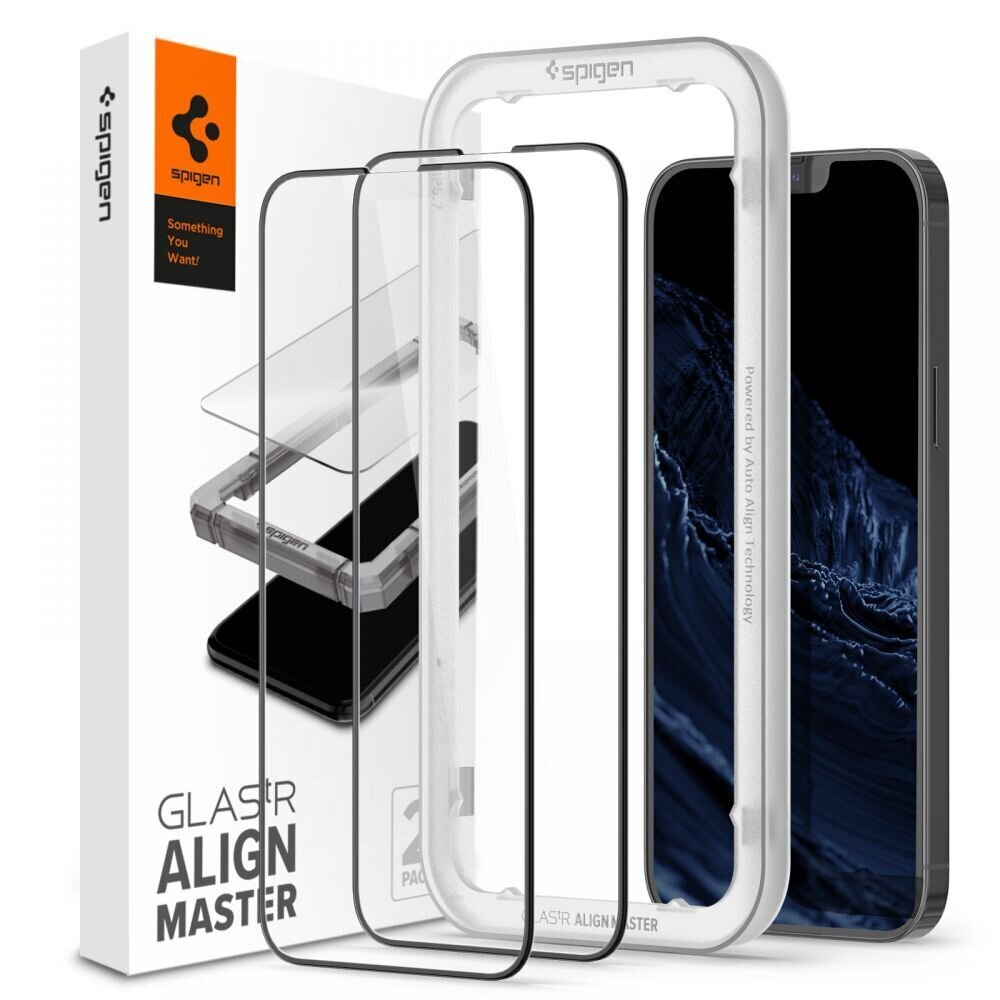 Spigen ALM Glass FC iPhone 13 Pro Max ir iPhone 14 Plus ekrano apsauginis stiklas, 2 vnt. kaina ir informacija | Apsauginės plėvelės telefonams | pigu.lt