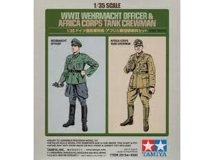 Сборная пластиковая модель Tamiya - WWII Wehrmacht Officer & Africa Corps Tank Crewman (2-Figure Set), 1/35, 25154 цена и информация | Конструкторы и кубики | pigu.lt