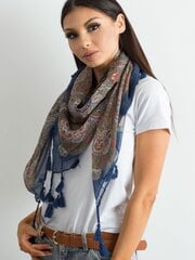 Шаль с бахромой и темно-синим принтом цена и информация | Женские шарфы, платки | pigu.lt