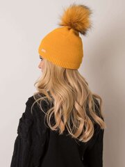Женская шапка с помпоном RUE PARIS, горчичная  цена и информация | Женские шапки | pigu.lt
