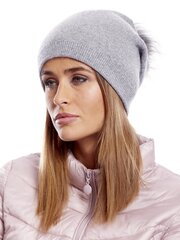 светло-серая шапка с меховой кисточкой цена и информация | Женские шапки | pigu.lt