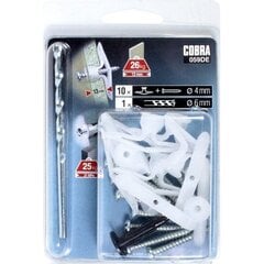 Gipso kartono sienos inkaras 4 mm Cobra Long Nylon Toggle, 10 pakuotės kaina ir informacija | Tvirtinimo detalės | pigu.lt