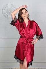 Халат женский шелковый с кружевом, красный цена и информация | Женские халаты | pigu.lt