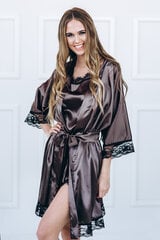 Халат для женщин с черным кружевом, коричневый цена и информация | Женские халаты | pigu.lt