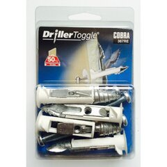 M6 Cobra DrillerToggle, болт 75 мм, 4 шт., самосверлящий прочный настенный анкер для гипсокартона цена и информация | Крепежные изделия | pigu.lt